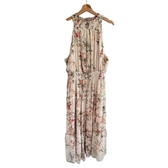 Taylor Women's Floral Tiered Halter Maxi Dress Size 16W Smocked Cottage Boho - Picture 1 of 9